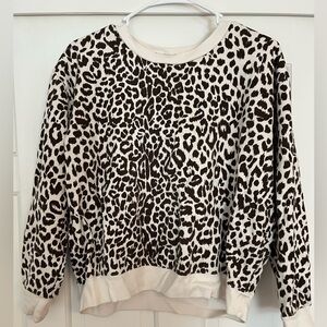 J Crew vintage fleece crew neck leopard print sweatshirt